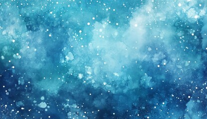 Obraz premium Abstract blue watercolor background with white dots.