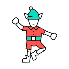 elf christmas cute line icon vector. elf christmas cute sign. isolated symbol illustration