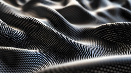 Naklejka premium Dynamic undulating surfaces of carbon fiber that play with light and shadow to create a 3d effect. Light and Shadow Play. Illustration