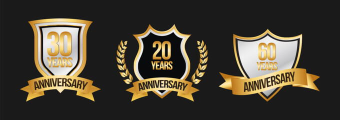 Golden Anniversary Badges with Laurel Wreaths for Milestone Celebrations

