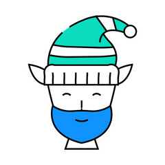 head elf cute xmas line icon vector. head elf cute xmas sign. isolated symbol illustration
