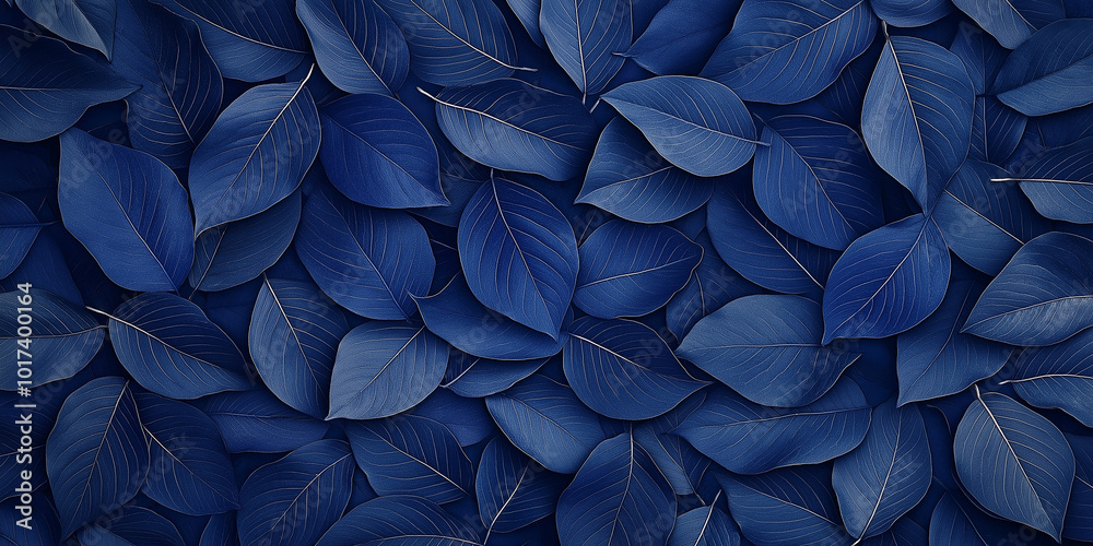 Poster Blue leaves forming a patterned background texture