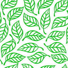 Obraz premium doodle leaf background. doodle leave background pattern background. Hand drawn leaf outline vector. leaves pattern wallpaper.