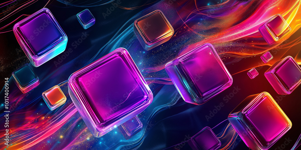 Leinwandbilder abstract colorful cubes floating in motion background