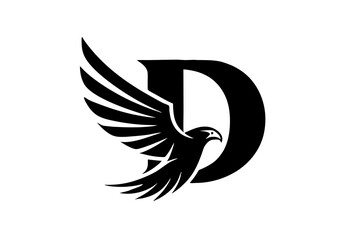 Minimal Eagle and Letter D Logo Design on White Background
