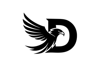 Minimal Eagle and Letter D Logo Design on White Background