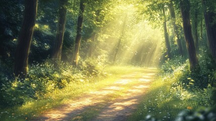 Fototapeta premium Sunlight Path in Forest