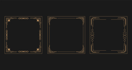 Elegant vintage square frames with ornate borders for design projects

