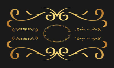 Elegant decorative swirls and ornate frame elements for vintage design

