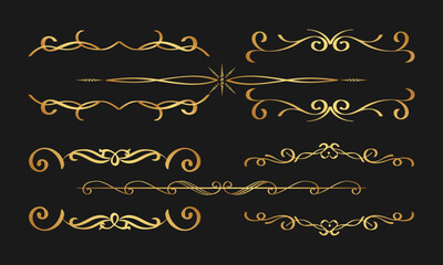 Elegant decorative swirls and ornate frame elements for vintage design

