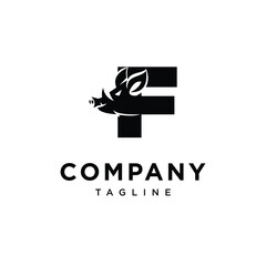Fototapeta premium Letter F Boar Logo Icon Vector