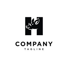 Letter H Boar Logo Icon Vector