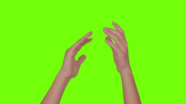Male hands clapping green background
