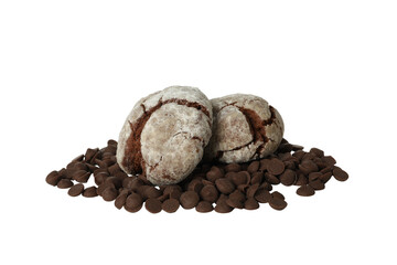 PNG, Crinkle cookies and chocolate chips, isolated on white background