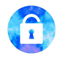 マーブルな星空｜開いた南京錠マーク