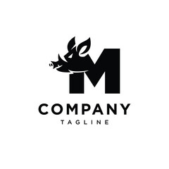 Obraz premium Letter M Boar Logo Icon Vector