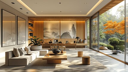 Minimalist Work Environment: A clean and uncluttered workspace with simple furniture and neutral colors, perfect for themes related to simplicity, focus, and productivity. High resolution