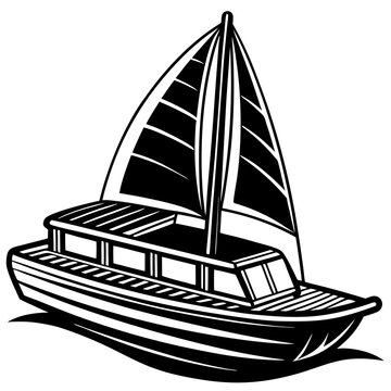 recommend clip art: catamaran vector silhouette ship on the sea 