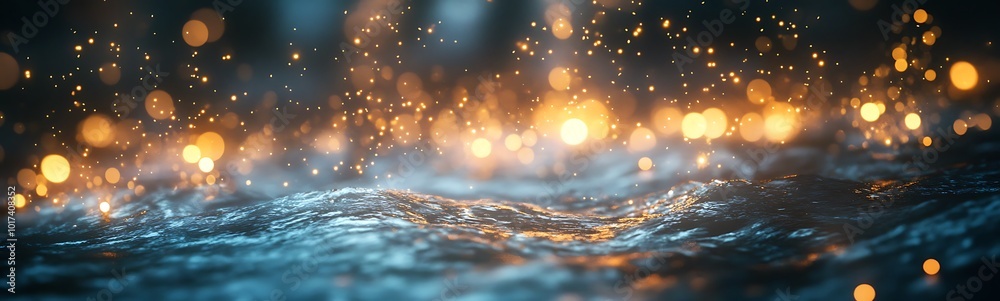Aufkleber a mesmerizing close-up of shimmering water droplets reflecting vibrant light, creating a serene and 