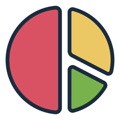 Pie chart icon for data representation and distribution