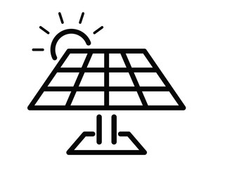 Sun and solar panel,Solar panel icon design outline style, editable stroke,Solar Cell icon