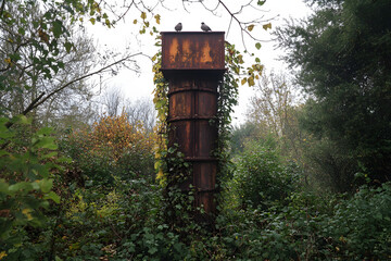 A tall rustic chimney from an old industrial site.