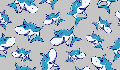 Cute shark pattern background vector design