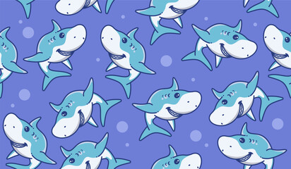 Cute shark pattern background vector design