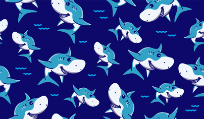 Cute shark pattern background vector design