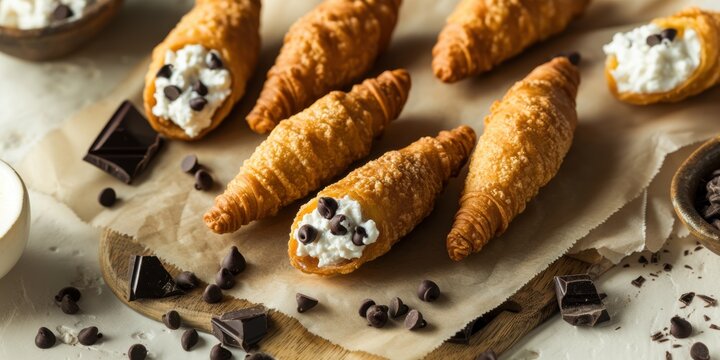 a close up of chocolate covered croises on a table