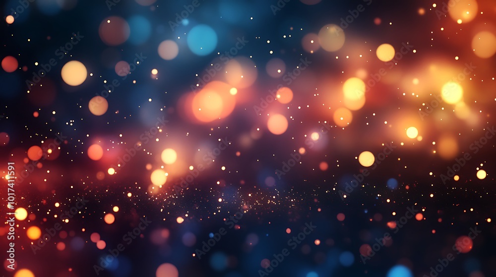 Poster A colorful abstract background featuring vibrant orbs of light against a dark backdrop, creating a dreamy, cosmic ambiance.