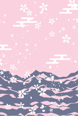 Naklejka premium 和柄 桜 年賀状 背景 