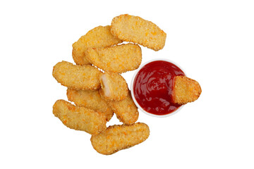 Nuggets with its dipping sauce isolated transparent