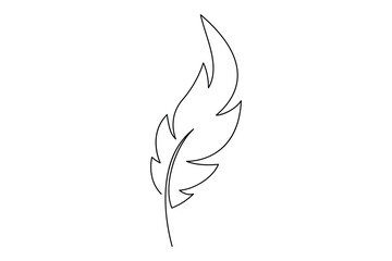 Elegant minimalist one line feather drawing in black and white for modern decor  © MdOmar