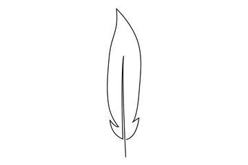 Elegant minimalist one line feather drawing in black and white for modern decor

