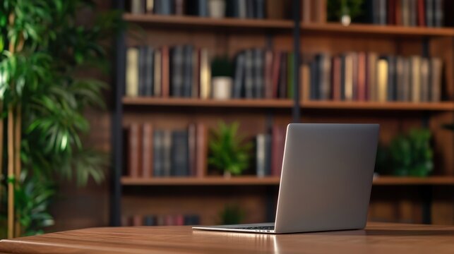 zoom virtual background of office room with bookcase professional remote work setup
