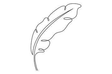 continuous one line drawing of Bird feather Isolated on white background vector illustration © MdOmar
