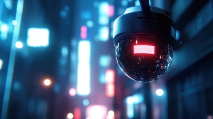 cctv security camera system with motion detection and face recognition surveillance technology concept