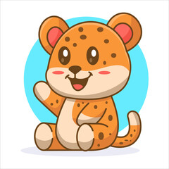 Cartoon Illustration of Baby Tiger using modern style vector view