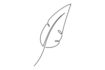 continuous one line drawing of Bird feather Isolated on white background vector illustration