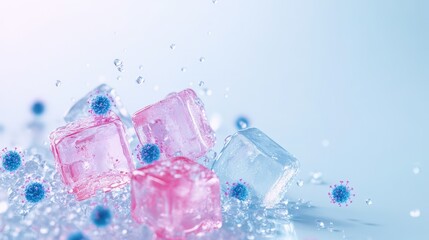 Obraz premium Cryopreservation of genetic material. Ovum and sperm cells in ice cubes on white background