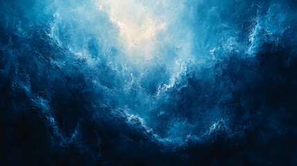 Obraz premium abstract blue ocean waves texture background - dark dramatic underwater art