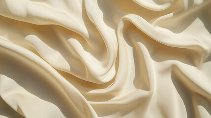 Obraz premium Flat lay top view of neutral beige fabric texture background, smooth and wrinkle-free, with soft shadows for an elegant, minimalist aesthetic