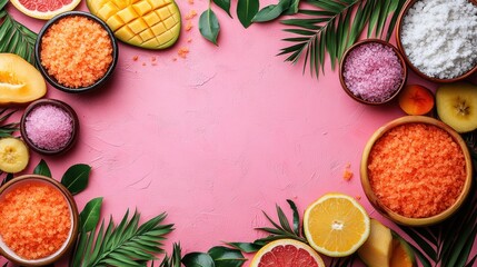 Mango Body Scrub Cream Surrounded by Fresh Mangoes: Tropical Skincare, Natural Exfoliation, and Nourishing Glow for Smooth, Radiant Skin