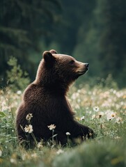 Fototapeta premium bear isolated on summer background
