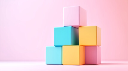 Obraz premium Colorful blocks stacked in playful arrangement create vibrant and cheerful atmosphere, perfect for representing creativity and fun