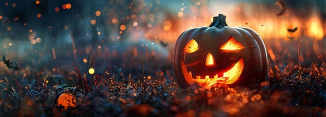 Fototapeta premium Halloween theme Pumpkin background with copyspace for text.