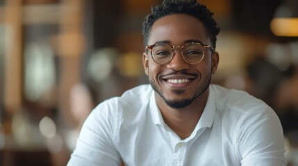 Happy office worker beams at the computer while collaborating with a diverse team in a bright, modern workplace.