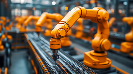 Robotic Arm in Modern Automated Manufacturing Plant