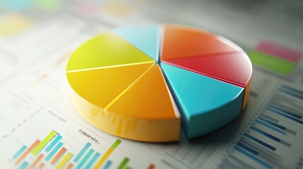 Fototapeta premium Colorful Pie Chart on Business Report Background